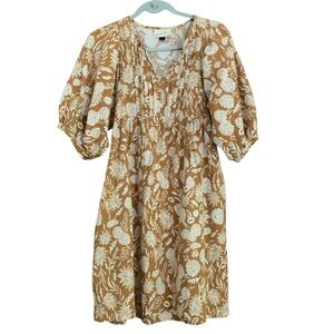 Universal Threads Fall Floral Cotton Pintuck Pockets Babydoll Prarie Dress Sz XS